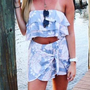 Two piece floral beach outfit
